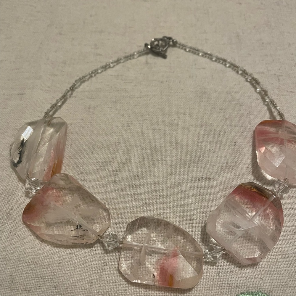Elegant Crystal Necklace with Pink Accents